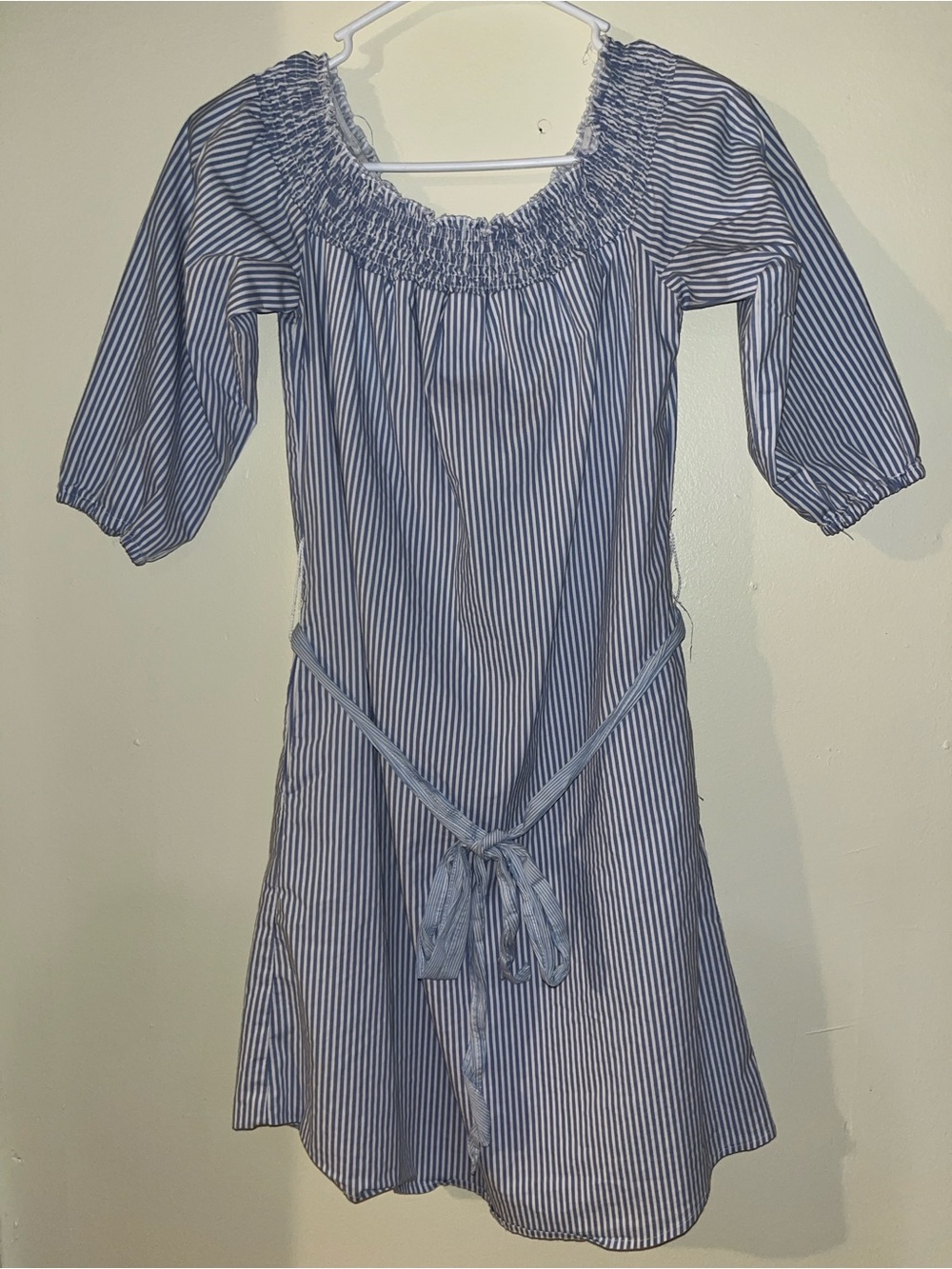 New York & Company Blue and White Striped Dress with Belt
